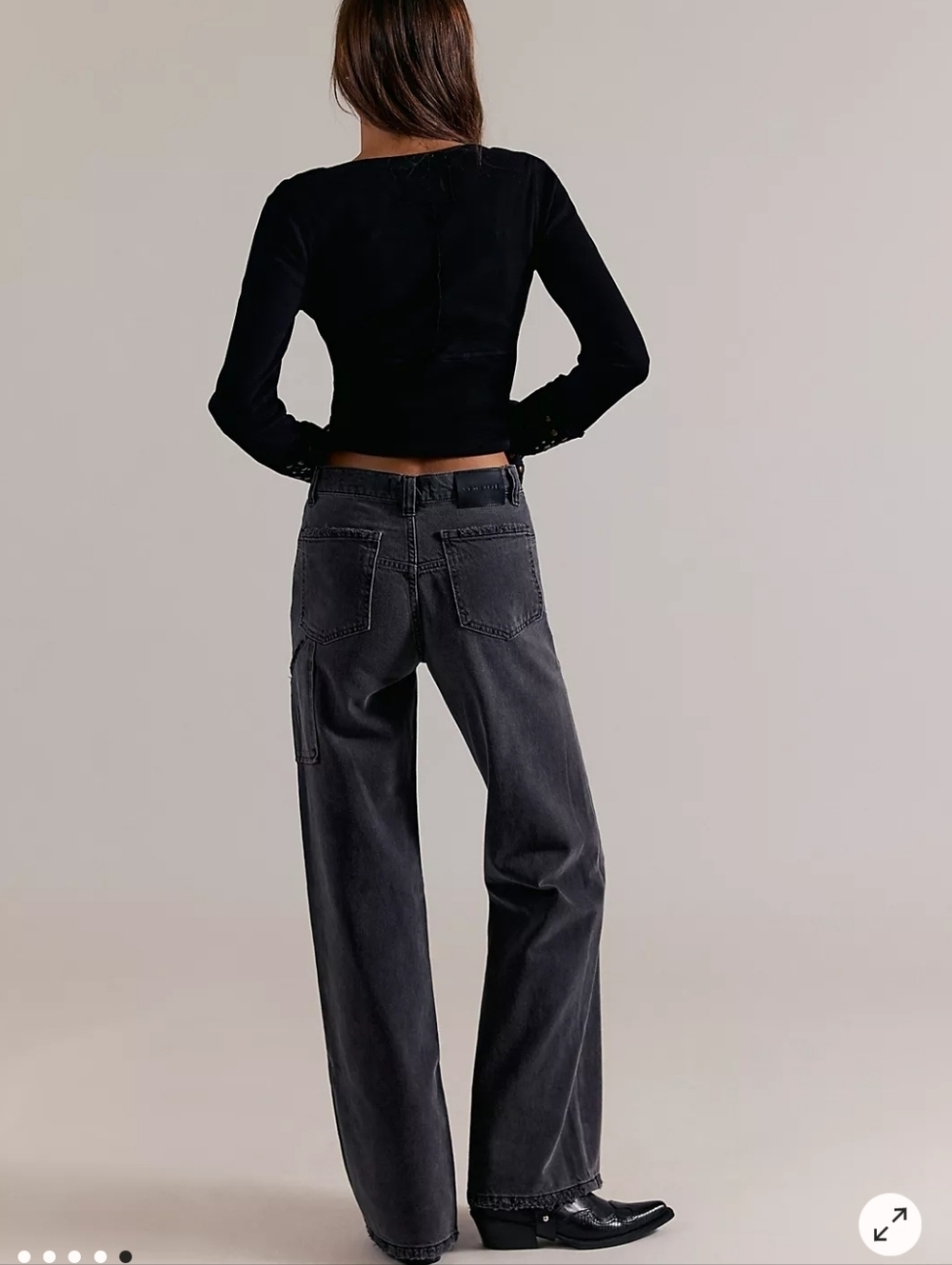 We The Free Tinsley Baggy Wide Leg Celestia Black Denim Size 24 - Picture 10 of 13